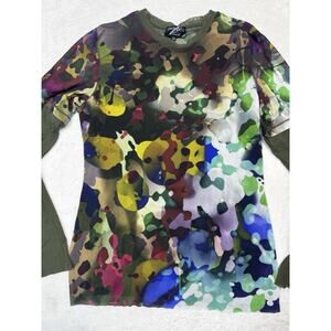 PETIT POIS by Viviana G Mesh Top XL Jungle Pop Art Abstact Rave Worthy Y2K Mesh